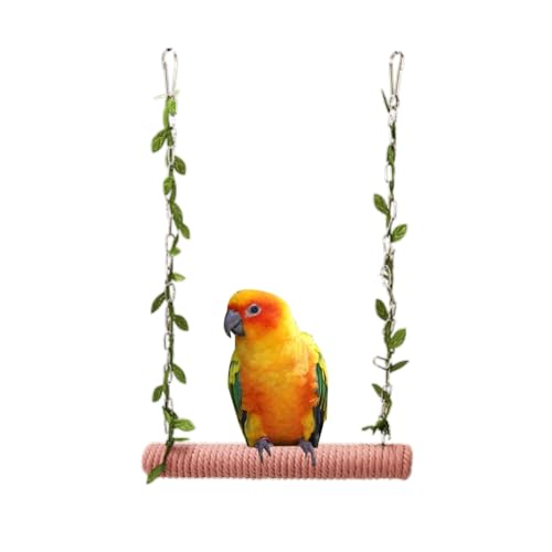 Bird Swing with Cotton Rope Swing Bridge Wood Hanging Toy for Budgies