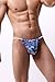Malowinda Men's Ice Silk Thong Soft Gstring Low Rise Fashion Bikini Printing String Briefs Quick Dry Underwear Medium