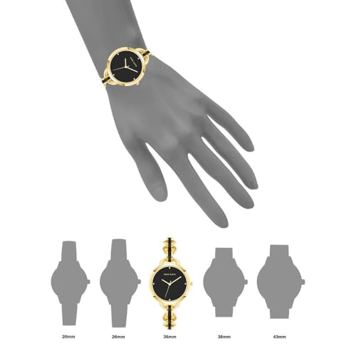 Image of Anne Klein Quartz Analog Black dial Metal Strap Watch for Women-AK4092BKGB