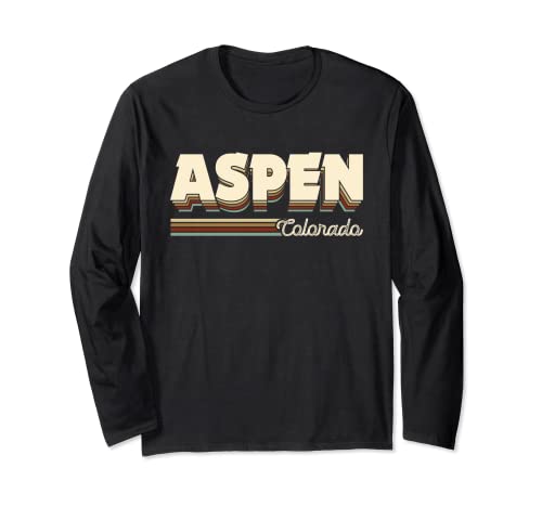 Aspen Colorado Retro 70's CO Souvenirs Regalos Hombres Mujeres Niños Manga Larga