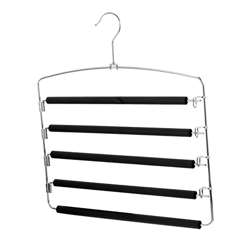 HOOTNEE Multi Layer Pants Hanger with Non Slip Padding Space Saving Trousers Organizer for Wardrobe for Jeans and Slacks Maximizes Closet Storage