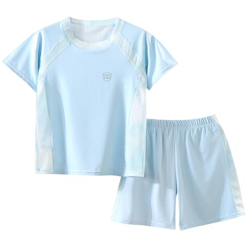Amur Leopard Survêtement Enfant Fille Ensemble Jogging Garçons Anti-UV à Séchage Rapide Ensemble de Sport 2pcs T-shirt à Manches Courtes + Shorts, Bleu,...
