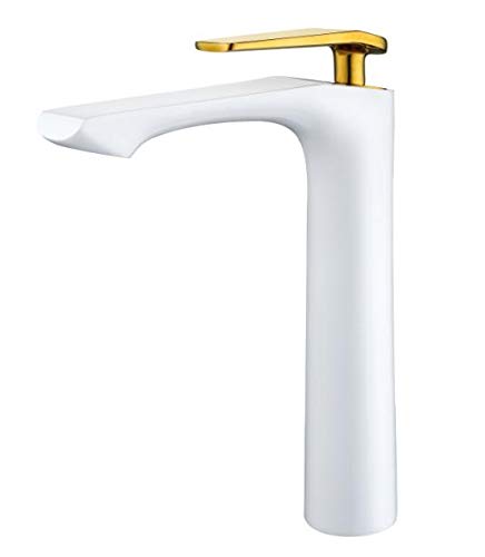 Robinet de lavabo en laiton et céramique blanche pour salle de bain moderne chic
