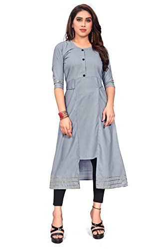 Image of Leriya Fashion Designer Slub Cotton Fully Stitched AnarklaiKurti for Women & Girls on Jeans Palazzo or Skirt