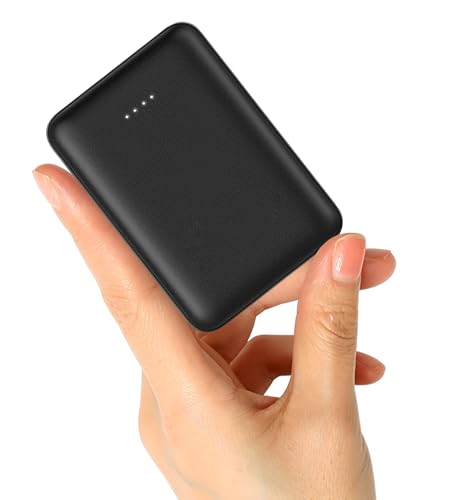 Small 10000 mAh Power Bank, Portable Phone Charger 5V/2.4 A Phone Battery Packs, Dual USB Outputs Powerbank Compatible for iPhone 14 13 12 Andriod iPad ect. (Black)