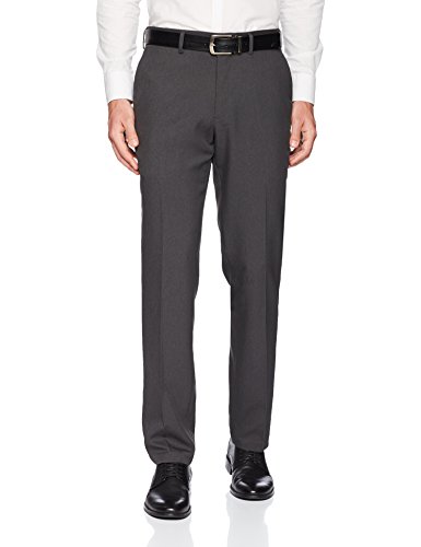 Kenneth Cole REACTION Men's Techni-Cole Mini Check Modern Fit Flat Front Dress Pant, Charcoal, 34Wx32L