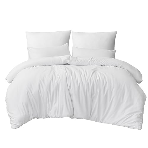 Housse de couette 240x260 cm fermeture éclair blanc en microfibre