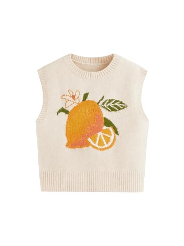Image of CIDER Women's Sweater Vest Knit Sleeveless Pear Cute Graphic Tank Top