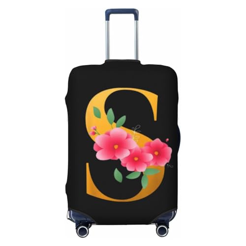 Generic Luggage Cover Flower Golden Letter S Suitcase Protector fits 18-32inch Travel Suitcase Cover Dustproof Washable with Concealed Zipper for Wheeled Suitcase LC873