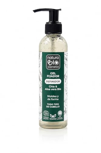 NaturaBio Cosmetics Gel Definidor de Rizos 200 ml | Gel Inspirado en el Método Curly | Aloe Vera Bio, Chía y Lino | Anti Frizz | Define y Fija sin Apelmazar | Sin Siliconas | Cabello Rizado y Ondulado