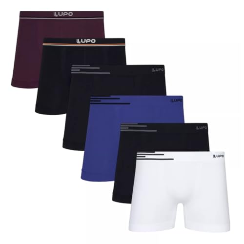 Kit Com 3 ou 5 Cuecas Boxer Lupo Microfribra Sem Costura Adulto Box Masculina 436 (BR, Alfa, P, Regu