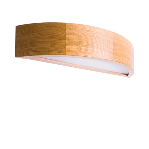 STOLARNIA PIKA Wandlampe Holz Eiche - Wandleuchte Innen E27 Oben-Unten Beleuchtung - Modern Beige Halbrunde Wandbeleuchtung für Schlafzimmer, Wohnzimmer, Flur, Küche - Stilvolle Eichenholz LEJA