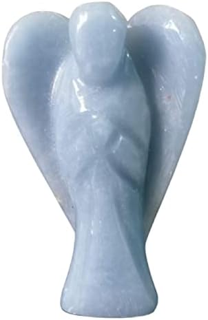 Angelite Guardian Angel Hand Carved 2 Inch Figurine Statue from Real Natural Stone | Healing Crystals & Healing Stones | Lucky Angel Wings Ornament Home Decoration Gifts