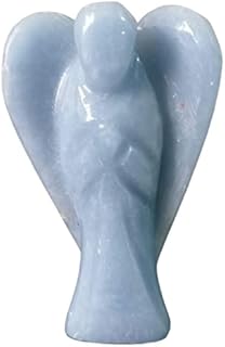Angelite Guardian Angel Hand Carved 2 Inch Figurine Statue from Real Natural Stone | Healing Crystals & Healing Stones | Lucky Angel Wings Ornament Home Decoration Gifts