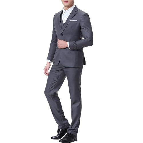 Costume 3 pièces homme slim fit avec veste un bouton gilet et pantalon pour mariage et affaires