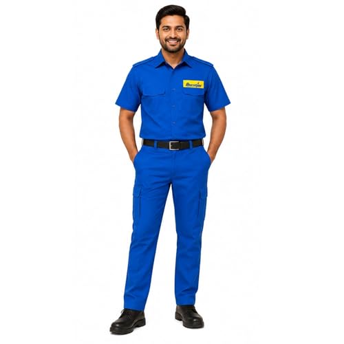 Image of Pragati Textile Men's Uniform of Bharatgas, Blue in Color