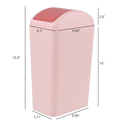 Caneca de basura plástica rectangular rosa 3.5 gal. miniatura 5