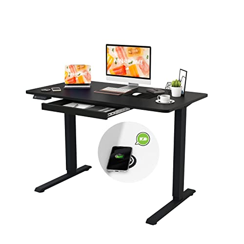 Win Up Time Electric Standing Desk With Drawers, Computer Desk With Adjustable Shelf, Sit Stand Desk Frame, Adjustable Height Desks For Home Office, Black #TOP3