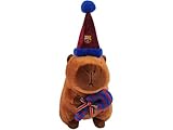 CyP Brands- FC Barcelona,Capibara de Peluche con Gorro de Papá Noel, Muñeco Navideño Suave y Tierno, Regalo Original para Niños y Adultos
