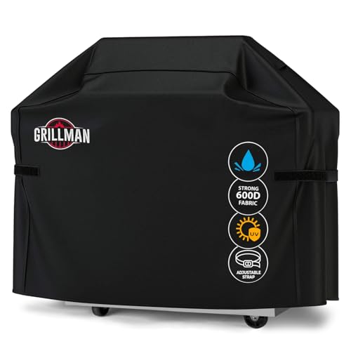 Grillman Grill Cover, BBQ Outdoor Grill Covers, Charcoal, Gas Grills, Waterproof, Rip-Proof, Weather-Resistant, Anti-UV, Barbecue Cover for Weber, Genesis, Charbroil, Nexgrill, etc (Black, 72 Inch)