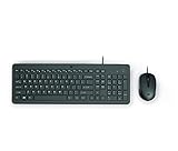 HP 150 Wired Keyboard and Mouse Combo with 12 Shortcut Keys and USB Mouse with 1600 DPI (240J7AA), Black