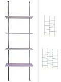 [page_title]-Teleskopregal Wandregal Regal ohne Bohren - 4 bis 12 Ablageböden Weiß höhenverstellbar - rutschfeste Füße (4 Ablageböden)