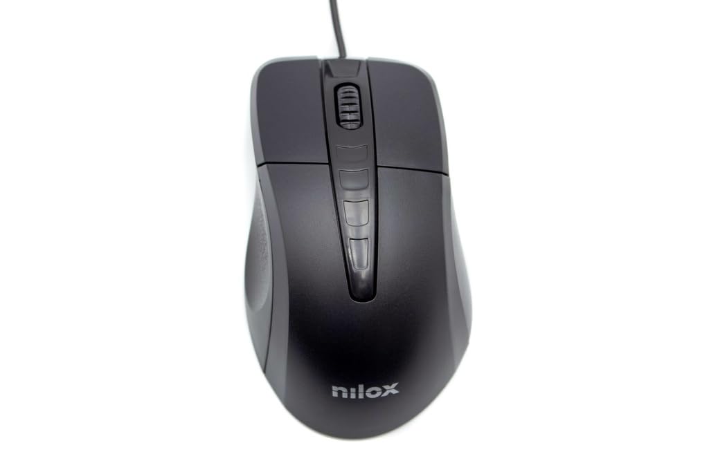 Nilox, Mouse Usb 1000 Dpi, Ergonomico Con Tracking Ottico , Configurazione Semplice Con Plug And Play, Compatibile Con Windows, Mac E Linux, Nero-image