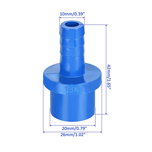 M METERXITY 2 Pack PVC Pipe Fitting - Water Tube Connector, 10mm Barb Straight Pipe Joint, Apply to Outdoor/Garden/Pool (OD 20mm, Blue) - Image 3