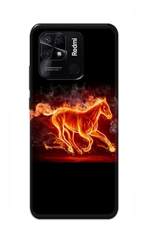 Image of Plastic Printfidaa Printed Hard Back Cover Case For Redmi 10 | Redmi 10 Power Back Cover (Fiery Horse) -112