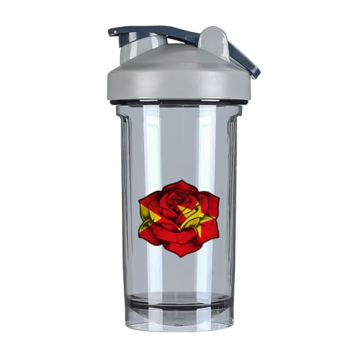 Rose Tigray Flag 18 Ounce Shaker Bottle Drink Mixer Leak-proof Pre Workout Protein Shakes Meal Replacement Shakes Bottles 500ML/18 Oz Gray