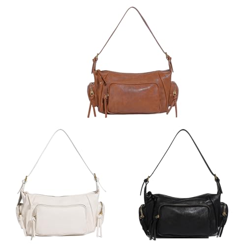 Sac à bandoulière multi-poches en cuir PU avec grands rangements - 5
