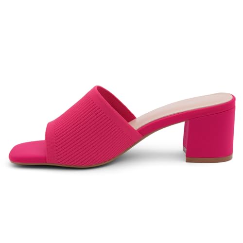 Image of Herstyle Square Open Toe Heeled Sandals for Women 2.5 Inch Low Block Chunky Heel Sandals Slip-On Mules Comfortable Dress Shoes for Party Wedding Office
