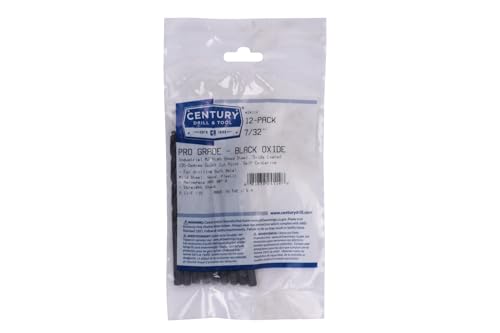 Image of Century Drill & Tool 24114 Pro Grade Black Oxide Drill Bit, 7 /32 inch, Pro | Straight shank, 3-3 /4 inch overall length, 135 point, cuts steel, wood & plastic, 135 split point