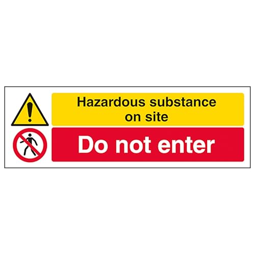 V Safety Hazardous Substance/Do Not Enter - Landscape 300 x 100 mm - 2mm Rigid Plastic Safety Sign