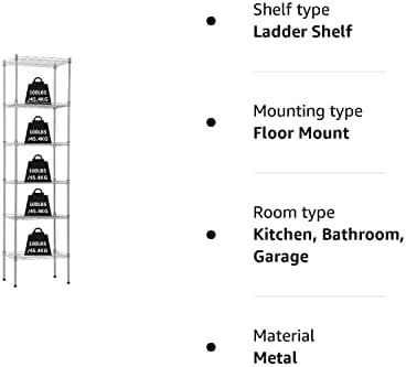 Actask 6-Shelf Shelving Unit with Height Adjustable Shelves and Adjustable Levelling Feet, Free Standing Shelves units for Storage with 6 Tier Wire Metal Rack - 600LBS (272KG) Max Weight, Chrome