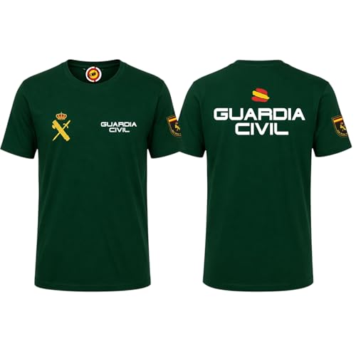 TIENDA EURASIA – Camiseta Deportiva de Manga Corta | 100% Algodón | Cómoda y Transpirable | para Uso Diario y Deporte (FR/ES, Letras, XL, Regular, Regular, Guardia Civil)