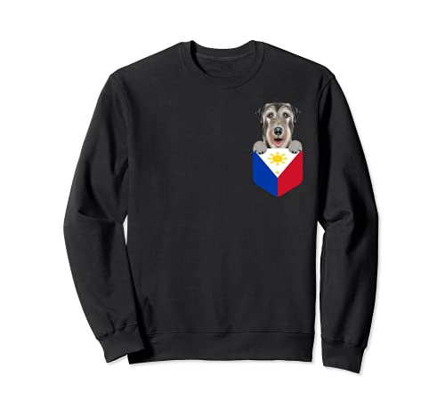 Philippines Flag Irish Wolfhound Dog In Pocket Sweatshirt, Black