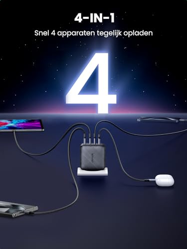 UGREEN 65W USB C Charger 4 Poorts Oplader PD Lader met PPS GaN Tech Compatibel met 20W voor MacBook, iPhone 16, 16 Pro, 16 Pro Max, 15 14 13, iPad, Dell XPS 15, Galaxy S24, S23, MagSafe enz. - Afbeelding 4