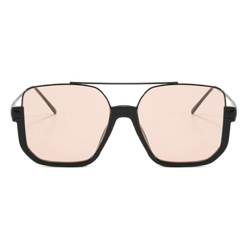 Retro Double Bridges Women's Sunglasses Big Frame Brown Eyewear Fashion Half Metal Frame Sun Glasses Men Shades N45