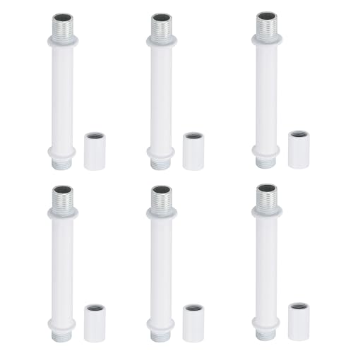 Image of PATIKIL Straight Pipe Lamp Stems Rod Kit, 6 Set M10 Carbon Steel 70mm(2.76 inch) Long Double End Thread Rod with Coupling Nuts Sleeve Connector for Table Lamps Chandeliers, White