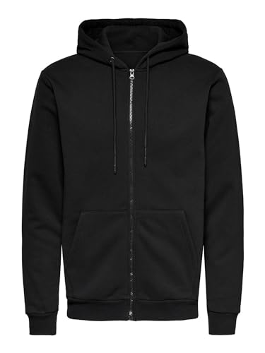 Only & Sons Felpa Con Cappuccio Onsceres, Nero, Xxl