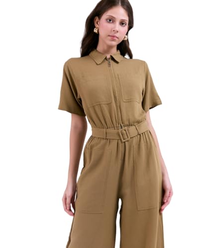 SIXDO G-Green Woven Jumpsuit Long, Lightweight Spring Summer Casual Jumpsuit Long L — view 2