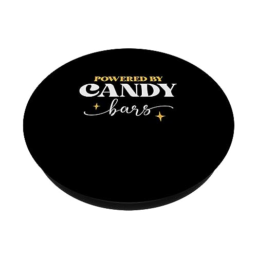 Powered By Candy bars Chocolate Candy bar PopSockets Swappable PopGrip, Black - Image 2