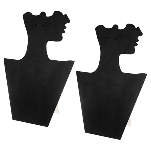 PATIKIL 2 piezas de Soporte para Collares, Soporte para Joyas de Collares y Pendientes Plegable, Soporte de Busto de Atril para Collares para Mostrar y Vender, Negro