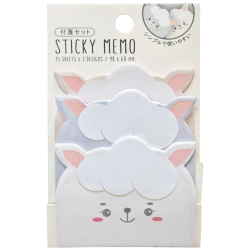 かわいい 付箋 強粘着 可愛い 付箋紙 ノートメモ用紙 動物型 学生 ホーム オフィス ギフトタブ 文房具 粘着メモ45枚 (羊)