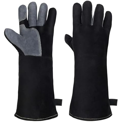 AUAUY Large Leather BBQ and Welding Gloves Cover