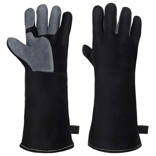 AUAUY Large Leather Heat Resistant Gloves
