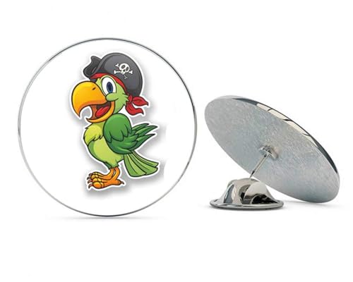 Pirate Parrot Round Metal 0.75" Lapel Pin Hat Shirt Pin Tie Tack Pinback2