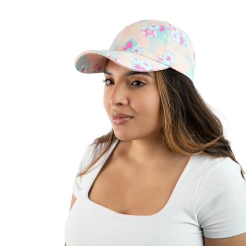 Image of MISSION Cooling UPF Performance Hat - Unisex One Size Cap for Workouts, Golf & Running - Sweat & Water Activated Technology - (Junglebird Tropical Peach)
