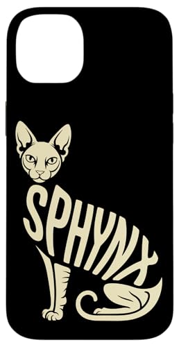Typography Art Sphynx Cat Canadian Hairless Cat Carcasa para iPhone 14 Plus